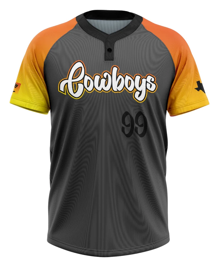 Men's 1-Button Baseball Jersey — measure the garment laid flat