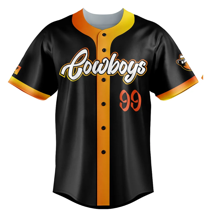 Men's Full Button Baseball Jersey — measure the garment laid flat