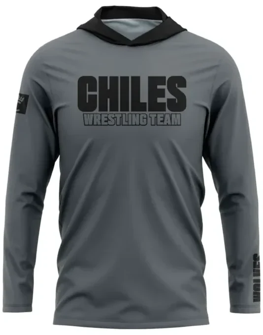 Performance Long Sleeve Hooded Shirt — measure the garment laid flat