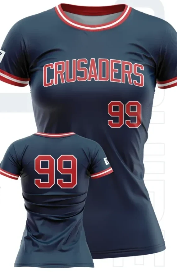 Girls Crewneck Softball Jersey — measure the garment laid flat