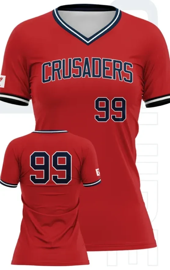 Women's V-Neck Softball Jersey — measure the garment laid flat