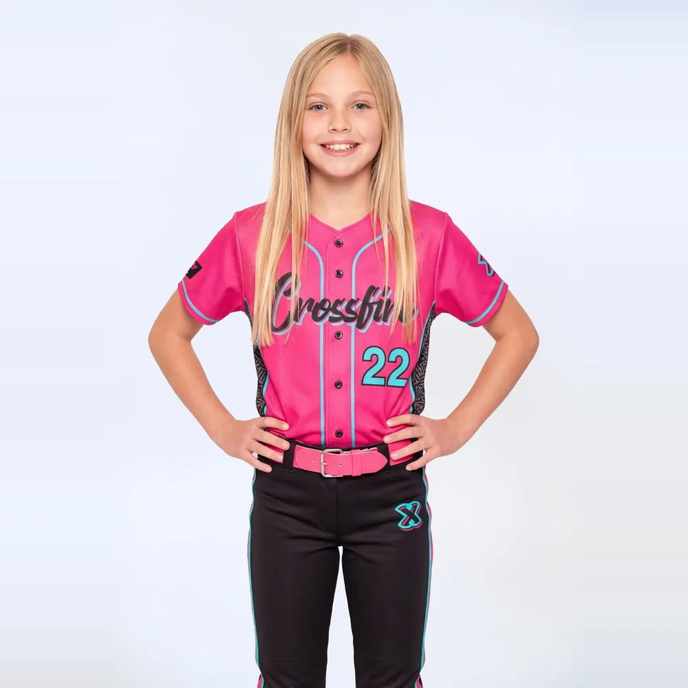 Girls’ Full Button Softball Jersey