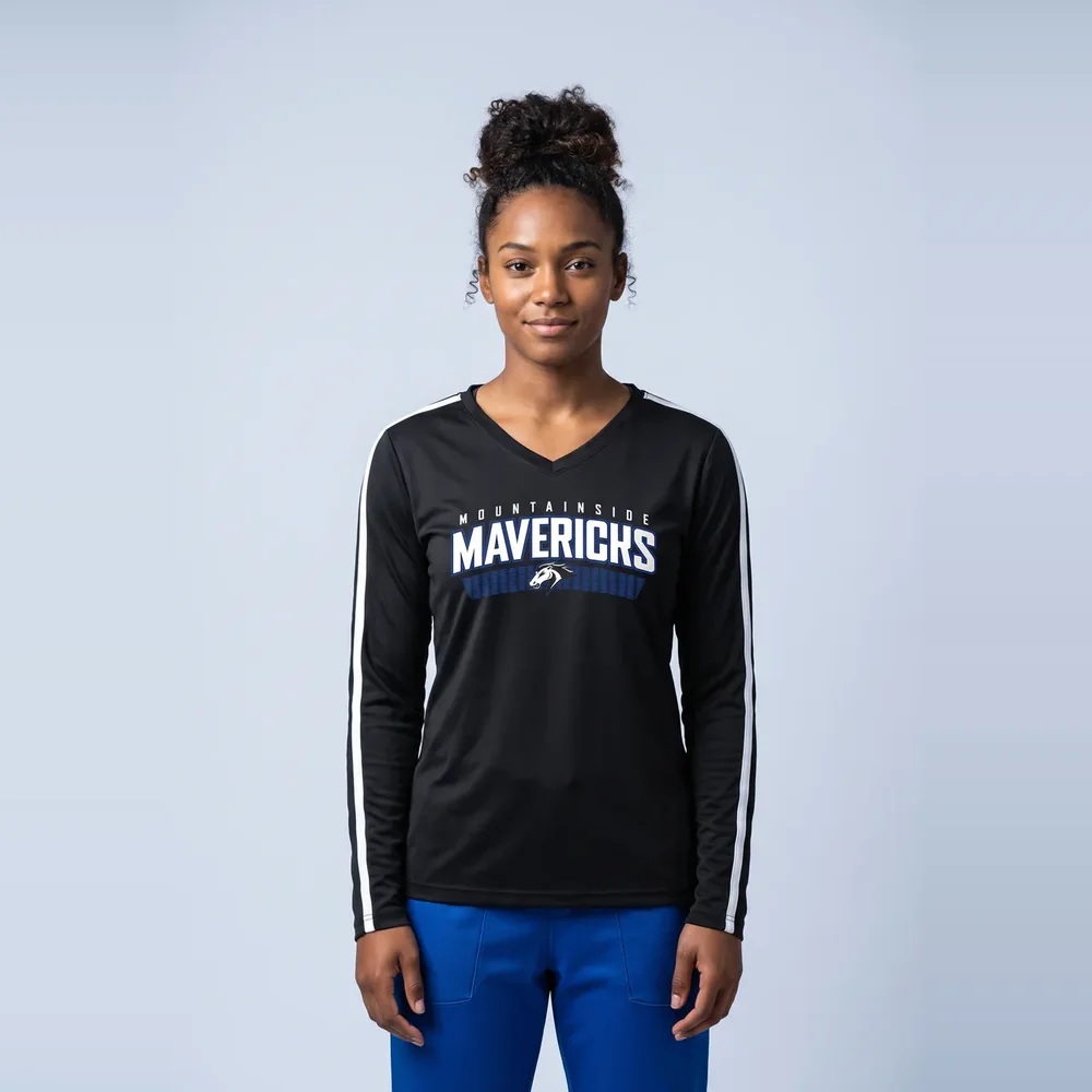 Sport-Tek Ladies Halftime Stripe Long Sleeve V-Neck Tee